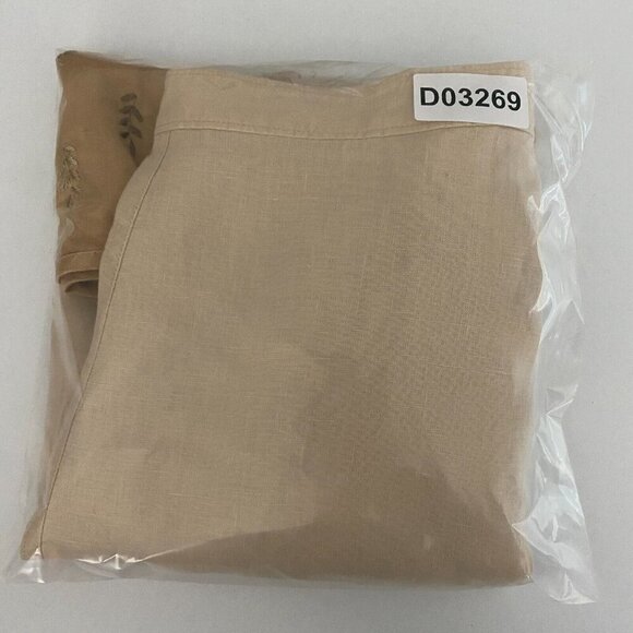 J. Jill Floral Embroidered Linen Skirt Pockets Lined Boho Beige Tan Size 14P - Picture 11 of 11